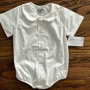 The Bailey Boys White Piped Shirt Onesie